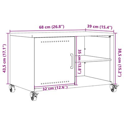 vidaXL ТВ шкаф, горчица жълто, 68x39x43,5 см, стомана