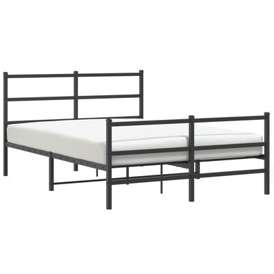 vidaXL Метална рамка за легло с горна и долна табла, черна, 140x190 см