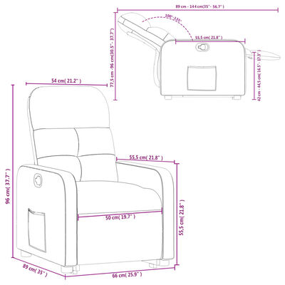 vidaXL Изправящ реклайнер стол, тъмнокафяв, текстил