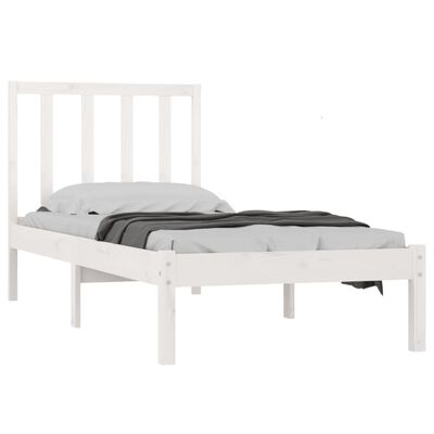 vidaXL Рамка за легло, бяла, бор масив, 90х200 см
