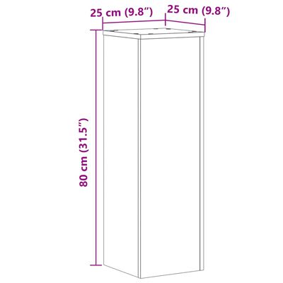 vidaXL Стойки за растения 2 бр кафяв дъб 25x25x80 см инженерно дърво