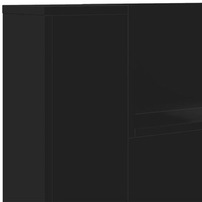 vidaXL Табла шкаф с LED, черен, 160x16,5x103,5 см