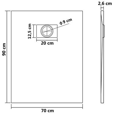 vidaXL Душ корито, SMC, кафяво, 90x70 см