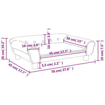 vidaXL Детски диван, Тъмносив, 70x45x26 см, кадифе