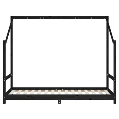 vidaXL Детска рамка за легло, черна, 90x190 см, бор масив