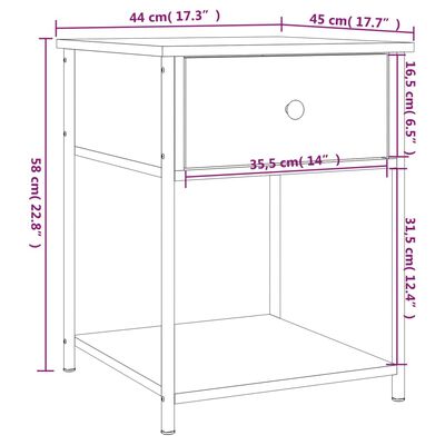 vidaXL Нощни масички, 2 бр, кафяв дъб, 44x45x58 см, инженерно дърво