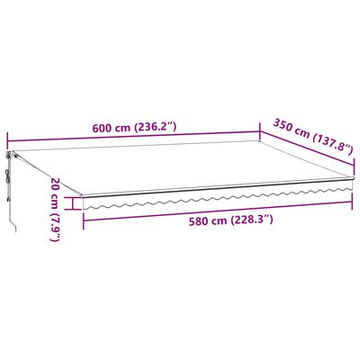 vidaXL Автоматично прибираща се тента с LED антрацит и бял 600x350 см