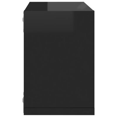 vidaXL Стенни кубични рафтове, 6 бр, черен гланц, 22x15x22 см