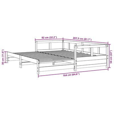 vidaXL Дневно легло без матрак, восъчнокафяв, 80x200 см, бор масив