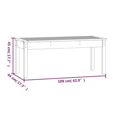 vidaXL Градинска пейка, черна, 109x44x45 см, борово дърво масив