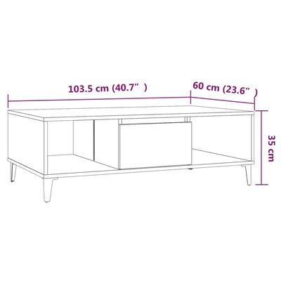 vidaXL Маса за кафе, опушен дъб, 103,5x60x35 см, инженерно дърво