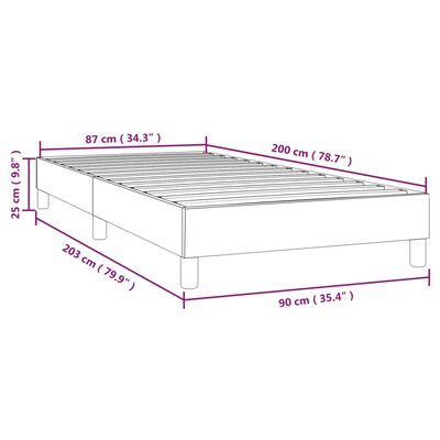 vidaXL Рамка за легло светлосива 90x200 см плат