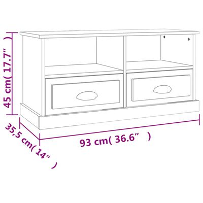 vidaXL ТB шкаф, черен, 93x35,5x45 см, инженерно дърво