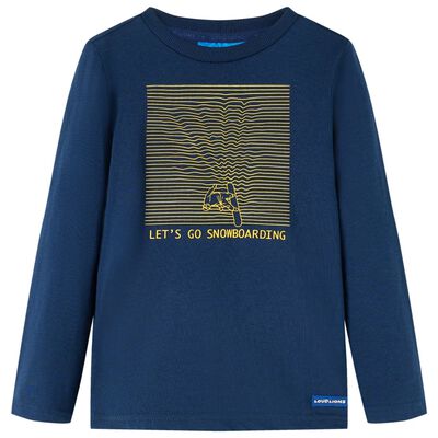 Детска тениска с дълъг ръкав, нейви синьо, 116