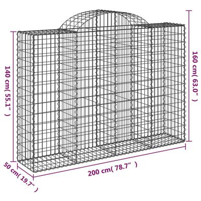 vidaXL Дъговидна габионна кошница 200x50x140/160 см поцинковано желязо