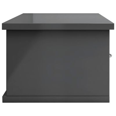 vidaXL Стенен рафт с чекмеджета, сив гланц, 60x26x18,5 см
