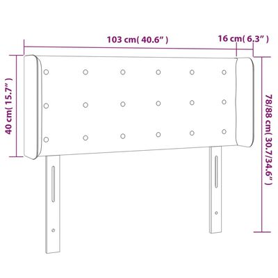 vidaXL LED горна табла за легло, тъмносиня, 103x16x78/88 см, кадифе