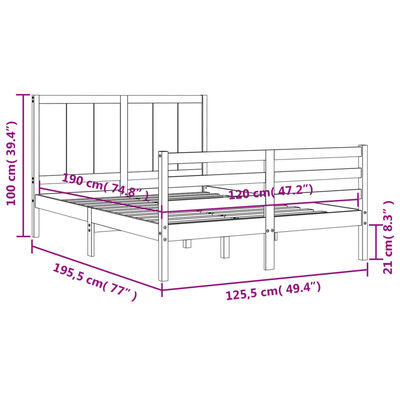 vidaXL Легло с табла меденокафяво 4FT Small Double масивно дърво