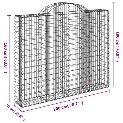 vidaXL Дъговидна габионна кошница 200x30x160/180 см поцинковано желязо