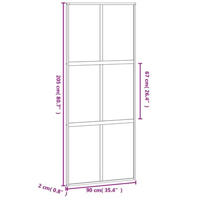 vidaXL Плъзгаща се врата, черна, 90x205 см, закалено стъкло и алуминий