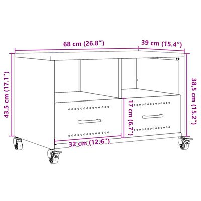 vidaXL ТВ шкаф, антрацит, 68x39x43,5 см, стомана