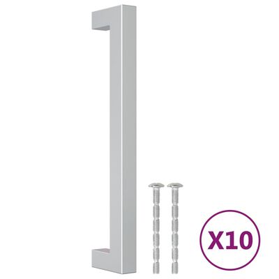vidaXL Дръжки за шкафове, 10 бр, сребристи, 160 мм, неръждаема стомана