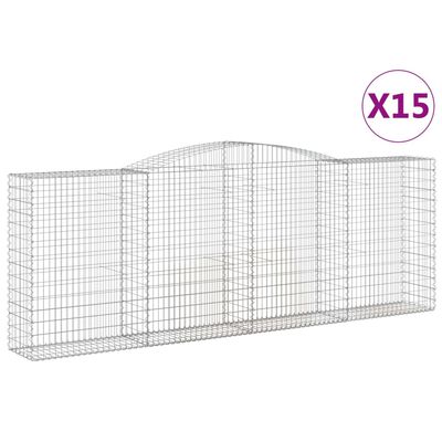 vidaXL Габионни кошници арка 15 бр 400x50x140/160см поцинковано желязо