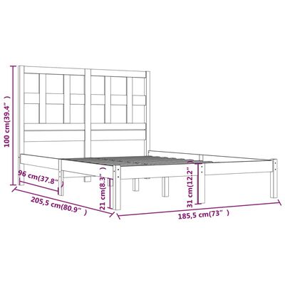 vidaXL Рамка за легло черна дърво масив 180x200 см 6FT Super King Size