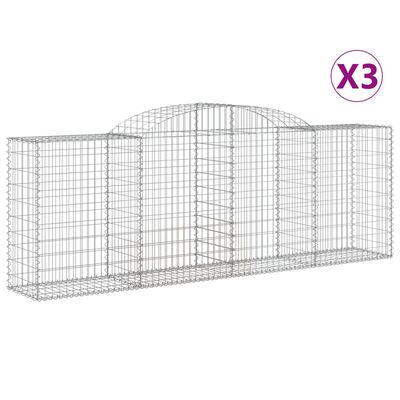 vidaXL Габионни кошници арка 3 бр 300x50x100/120 см поцинковано желязо