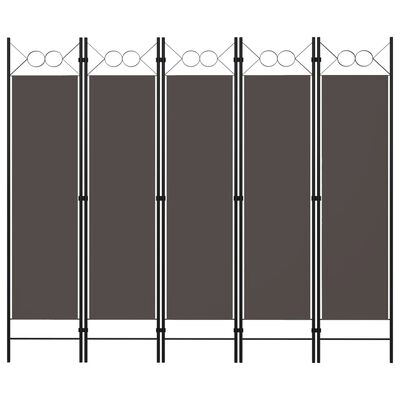 vidaXL Параван за стая, 5 панела, антрацит, 200x180 см