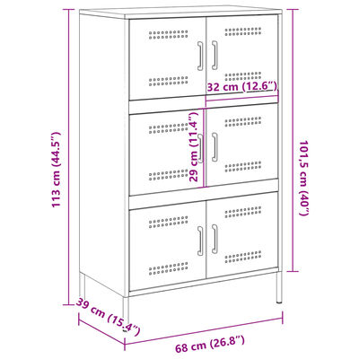 vidaXL Висок шкаф, горчица жълто, 68x39x113 см, стомана