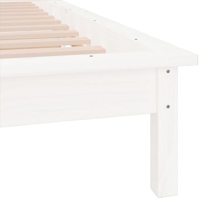 vidaXL LED рамка за легло бяла 90x190 см Single масивна дървесина