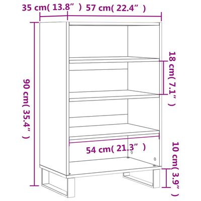 vidaXL Висок шкаф, черен, 57x35x90 см, инженерно дърво