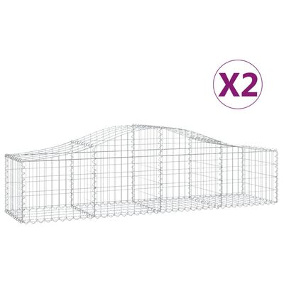 vidaXL Габионни кошници арка 2 бр 200x50x40/60 см поцинковано желязо