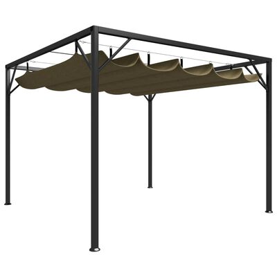 vidaXL Градинска шатра с прибиращ се покрив, 3x3 м, таупе, 180 г/м²