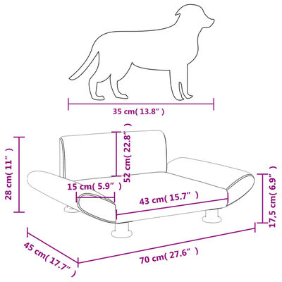 vidaXL Кучешко легло черно 70x45x28 см кадифе