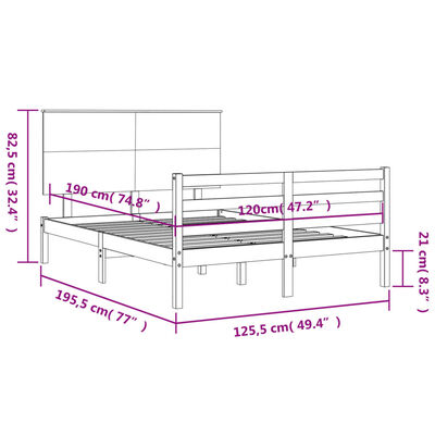 vidaXL Рамка за легло с табла бяла 4FT Small Double масивна дървесина