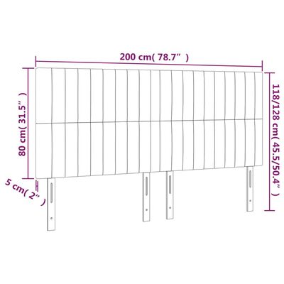 vidaXL LED горна табла за легло, таупе, 200x5x118/128 см, плат