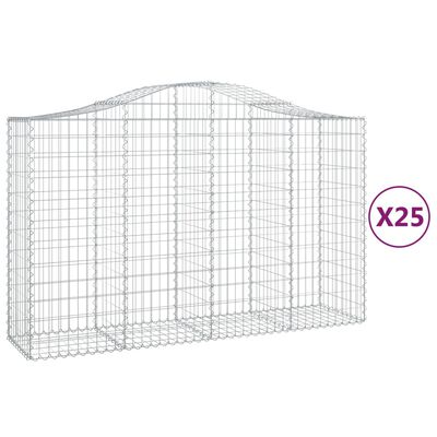 vidaXL Габионни кошници арка 25 бр 200x50x120/140см поцинковано желязо