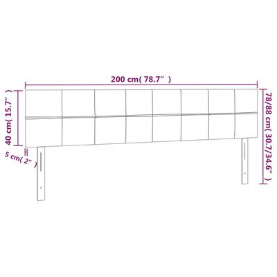 vidaXL LED горна табла за легло, тъмнозелена, 200x5x78/88 см, кадифе