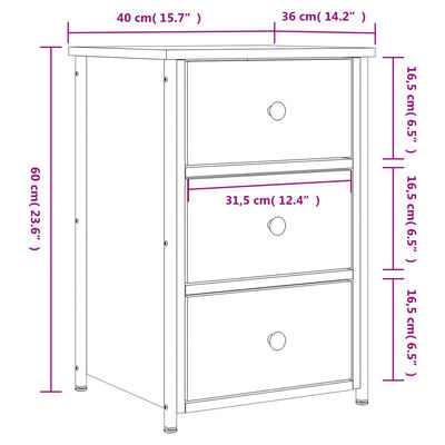 vidaXL Нощни шкафчета 2 бр черни 40x36x60 см инженерно дърво