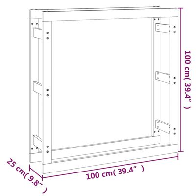 vidaXL Поставка за дърва за огрев сива 100x25x100 см масивно дърво бор