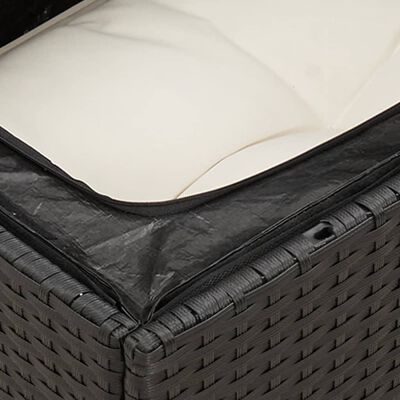 vidaXL Градински комплект с възглавници, 5 части, черен полиратан