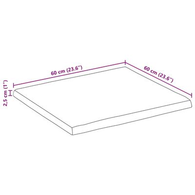 vidaXL Плот за маса, жив ръб, 60x60x2,5 см, масивно дърво грубо манго