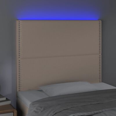 vidaXL LED горна табла за легло, капучино, 80x5x118/128 см