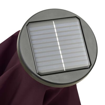 vidaXL Градински чадър с LED осветление, бордо, 200x211 см, алуминий