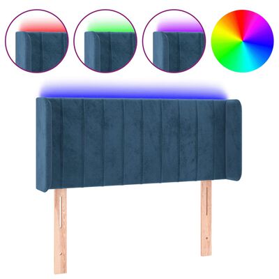 vidaXL LED горна табла за легло, тъмносиня,93x16x78/88 см, кадифе