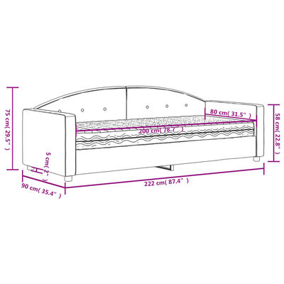 vidaXL Канапе с матрак, жълто, 80x200 см, кадифе