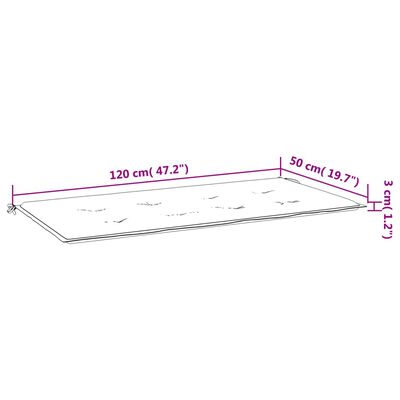 vidaXL Възглавница за градинска пейка черна 120x50x3 см оксфорд плат