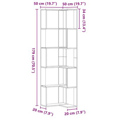 vidaXL Ъглова етажерка 5 рафта сонома дъб 50x50x179 см инженерно дърво